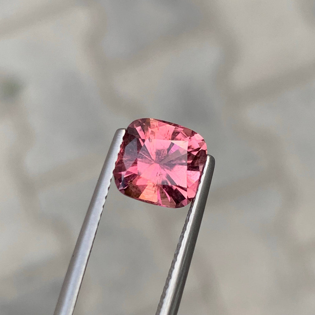 2.65 Carat Natural Loose Peach Pink Color Tourmaline Stone Cushion Cut Afghan VVS Untreated Gemstone