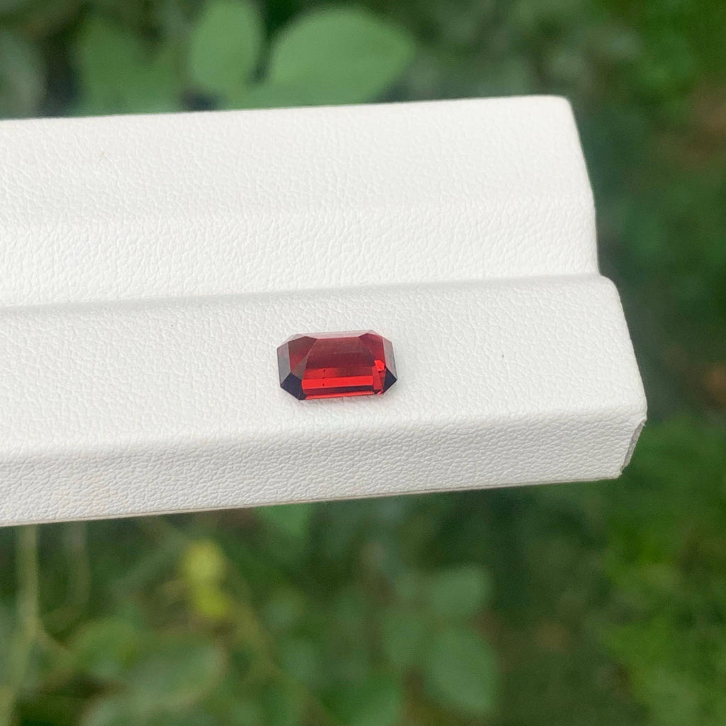 2.30 Carat Natural Loose Sweet Red Garnet Stone Emerald Cut Tanzanian Gemstone