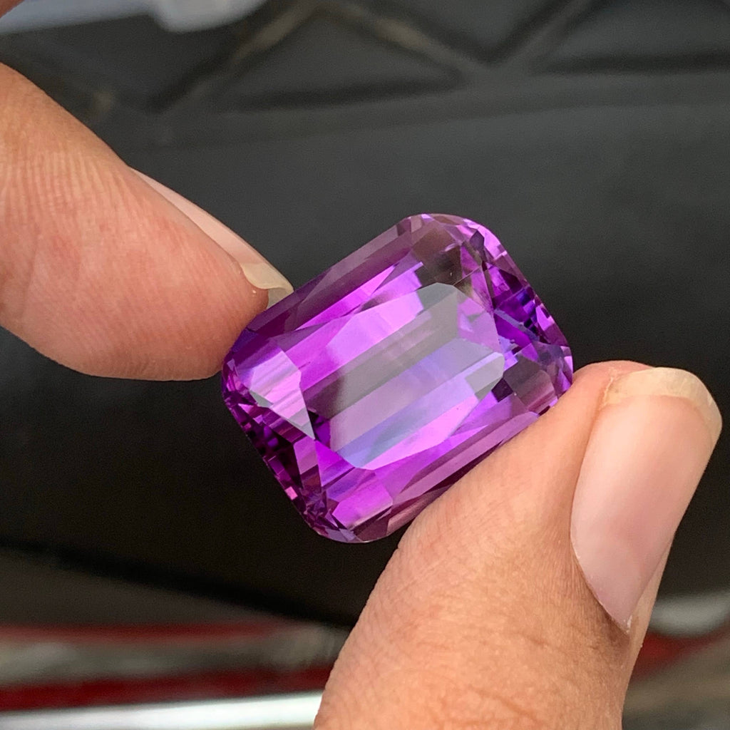 39.60 Carat Natural Loose Deep Purple Amethyst Cushion Cut Brazilian Gemstone