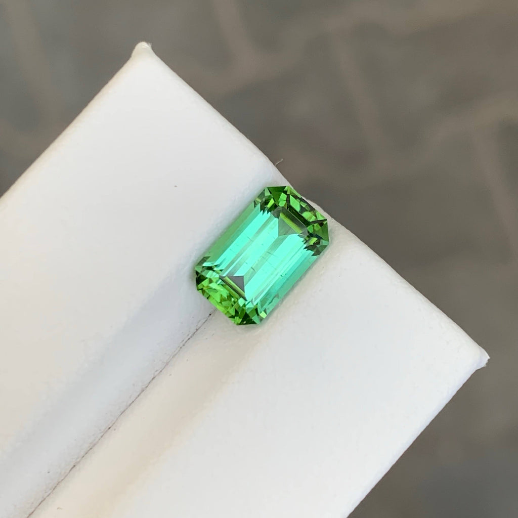 2.55 Carat Natural Loose Mint Green Tourmaline Emerald Cut Afghan Gemstone