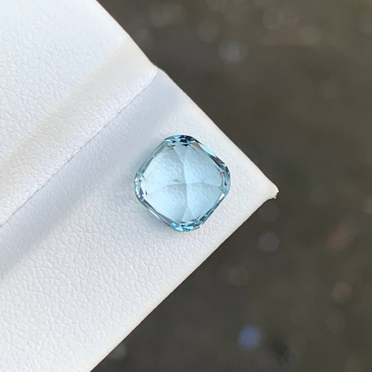 2.90 Carat Light Blue Aquamarine Cushion Cut Pakistan VVS Untreated