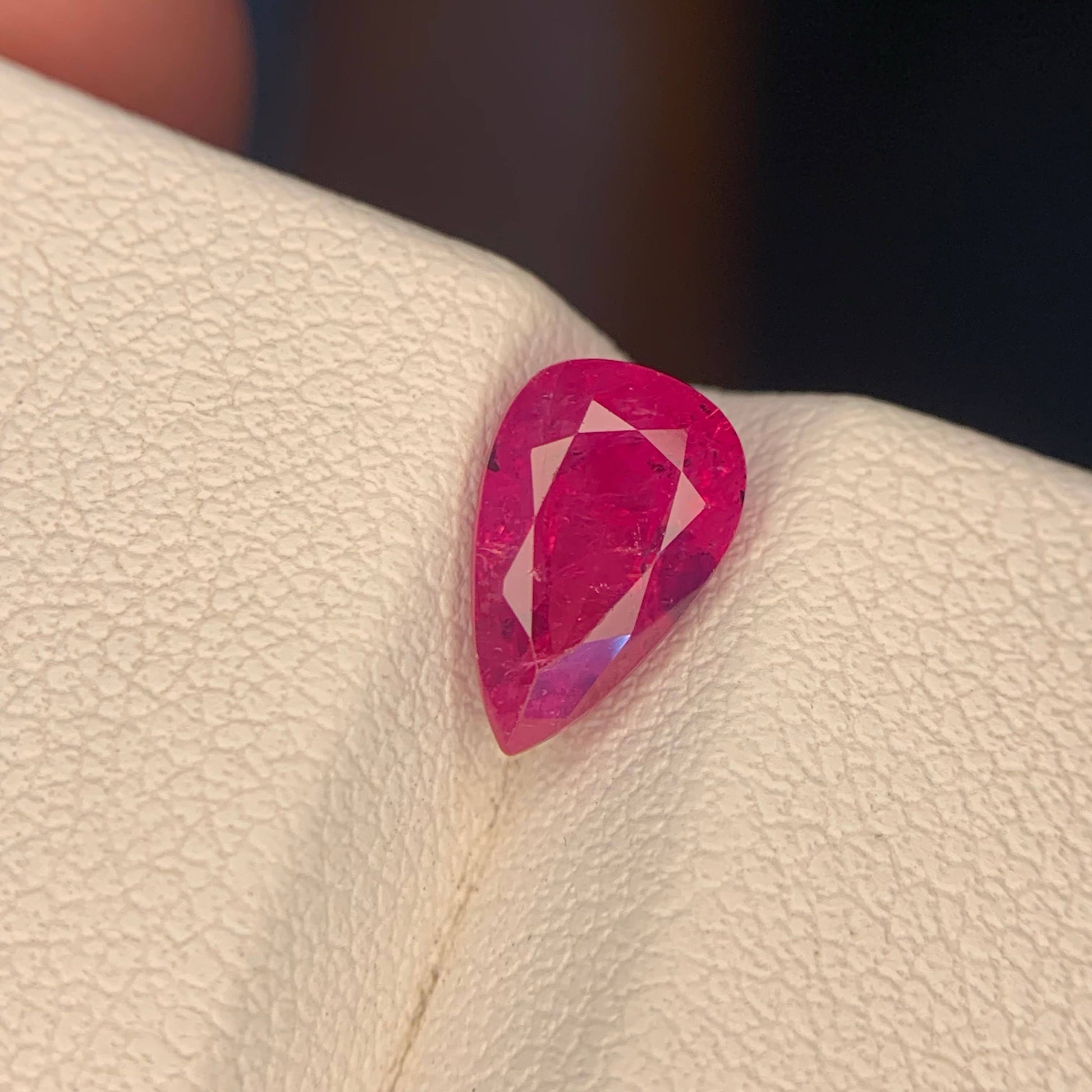 1.80 Carat Pinkish Red Pear Ruby