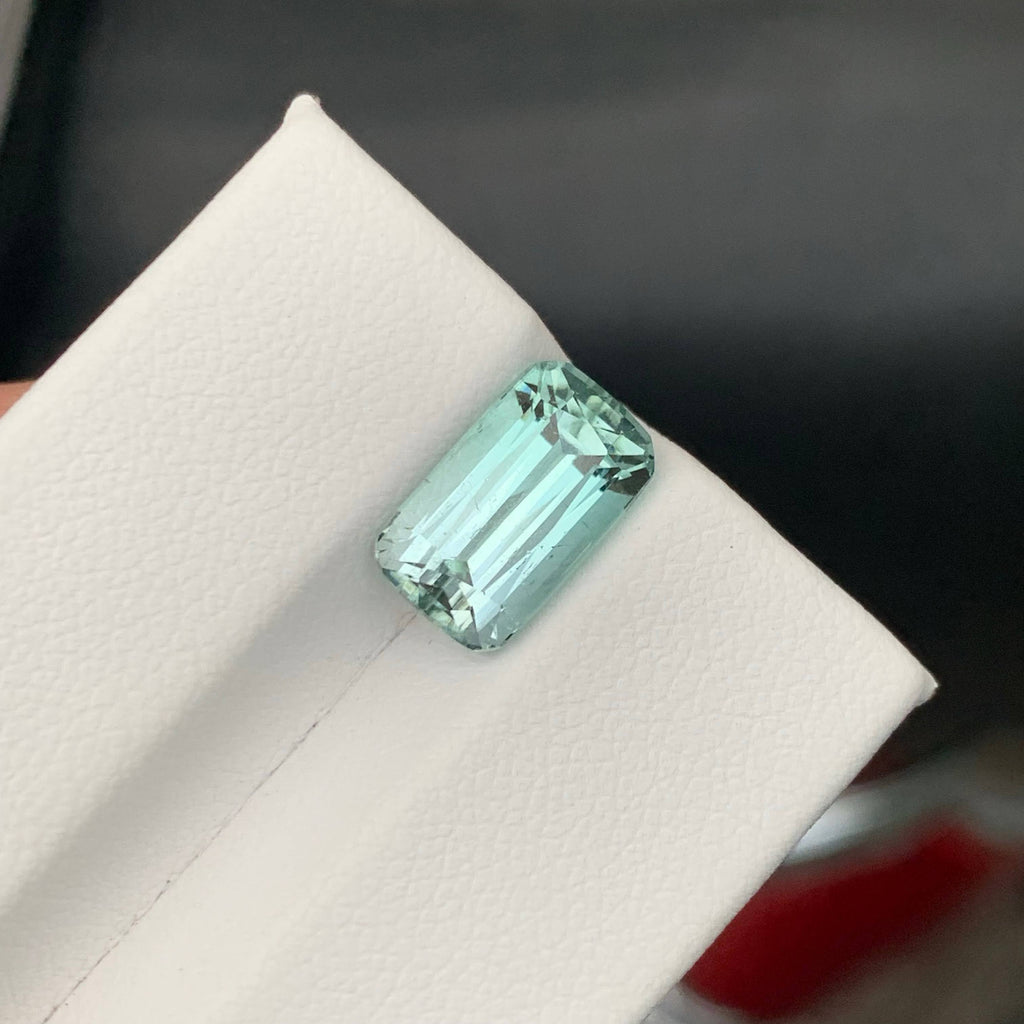 3.85 Carat Natural Loose Sea Foam Color Tourmaline Cushion Cut Afghan Gemstone