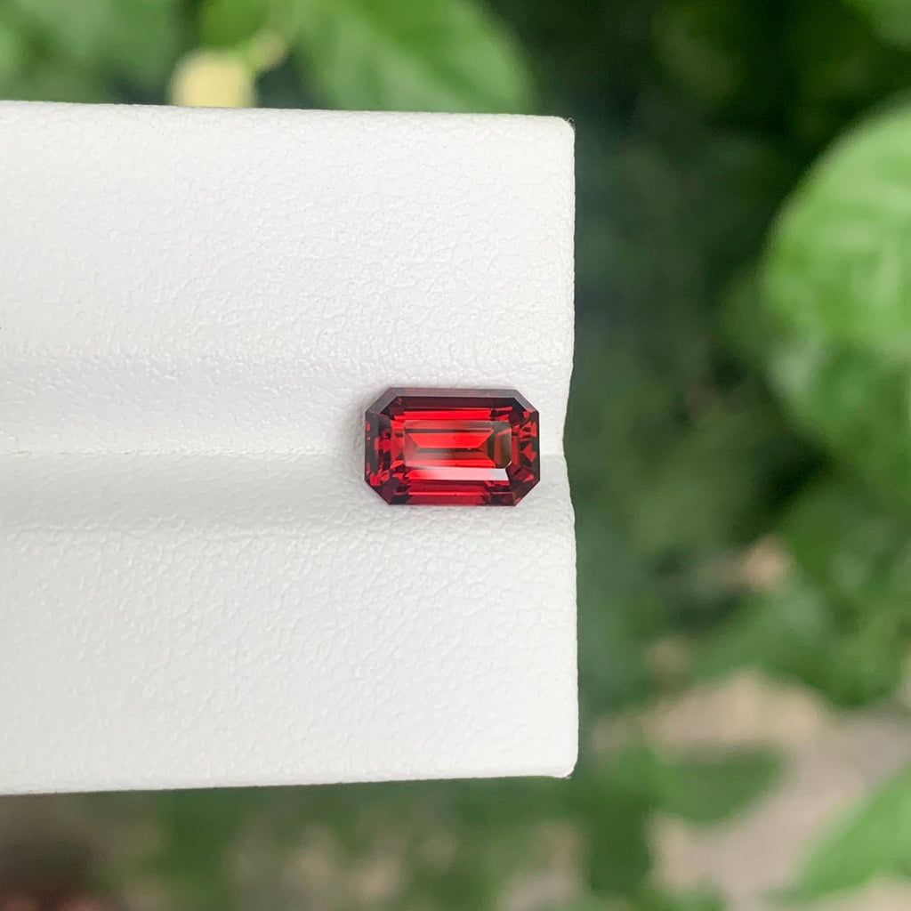 2.30 Carat Natural Loose Sweet Red Garnet Stone Emerald Cut Tanzanian Gemstone