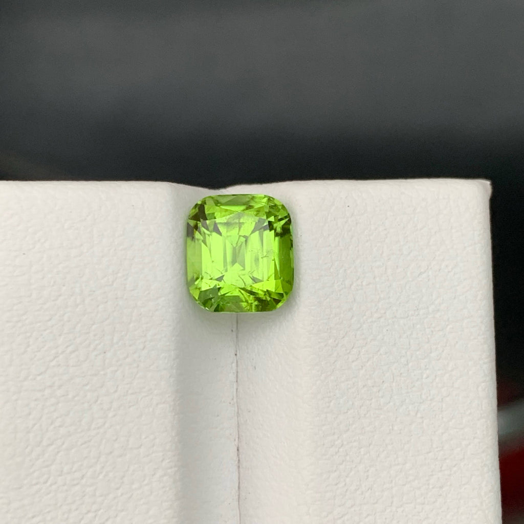 2.35 Carat Natural Loose Green Color Peridot Cushion Cut Pakistani Gemstone