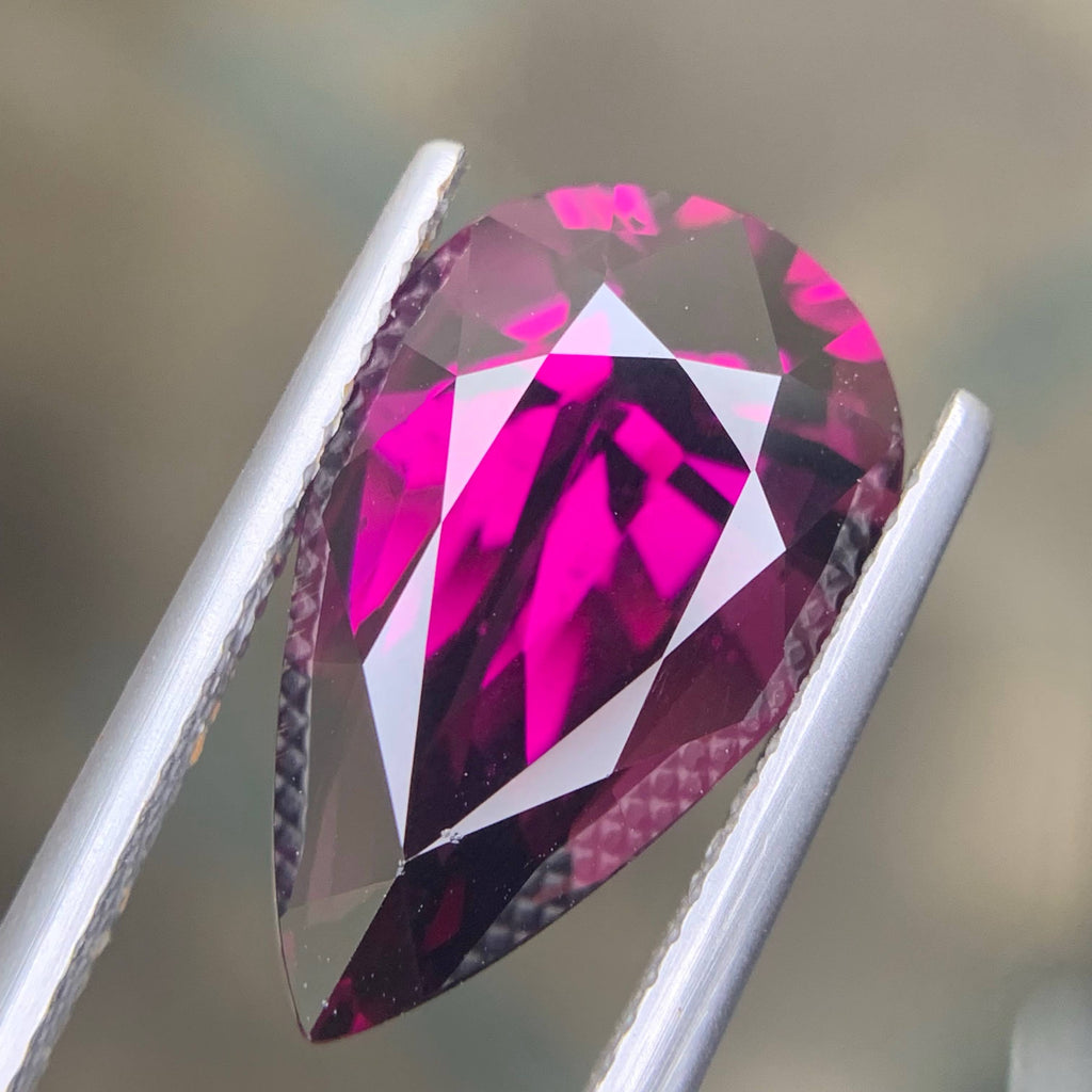 10.32 Carat AIG Certified Untreated Rhodolite Garnet Pear Cut From Tanzania