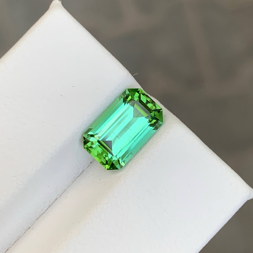 2.55 Carat Natural Loose Mint Green Tourmaline Emerald Cut Afghan Gemstone