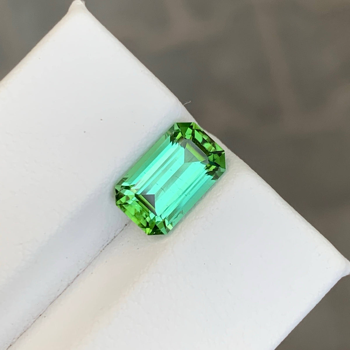 2.55 Carat Natural Loose Mint Green Tourmaline Emerald Cut Afghan Gemstone