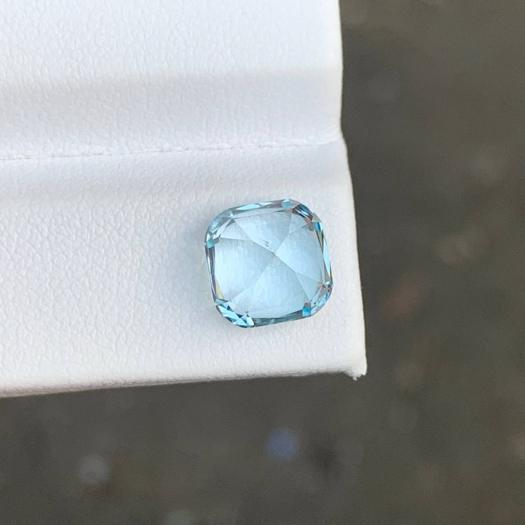 2.90 Carat Light Blue Aquamarine Cushion Cut Pakistan VVS Untreated