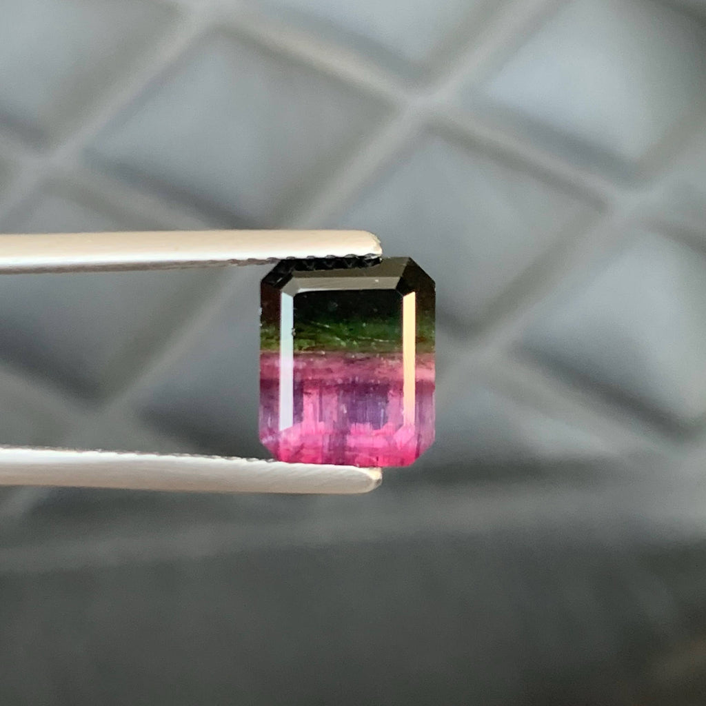 3.30 Carat Natural Loose Bicolor Tourmaline Emerald Cut Afghan Gemstone