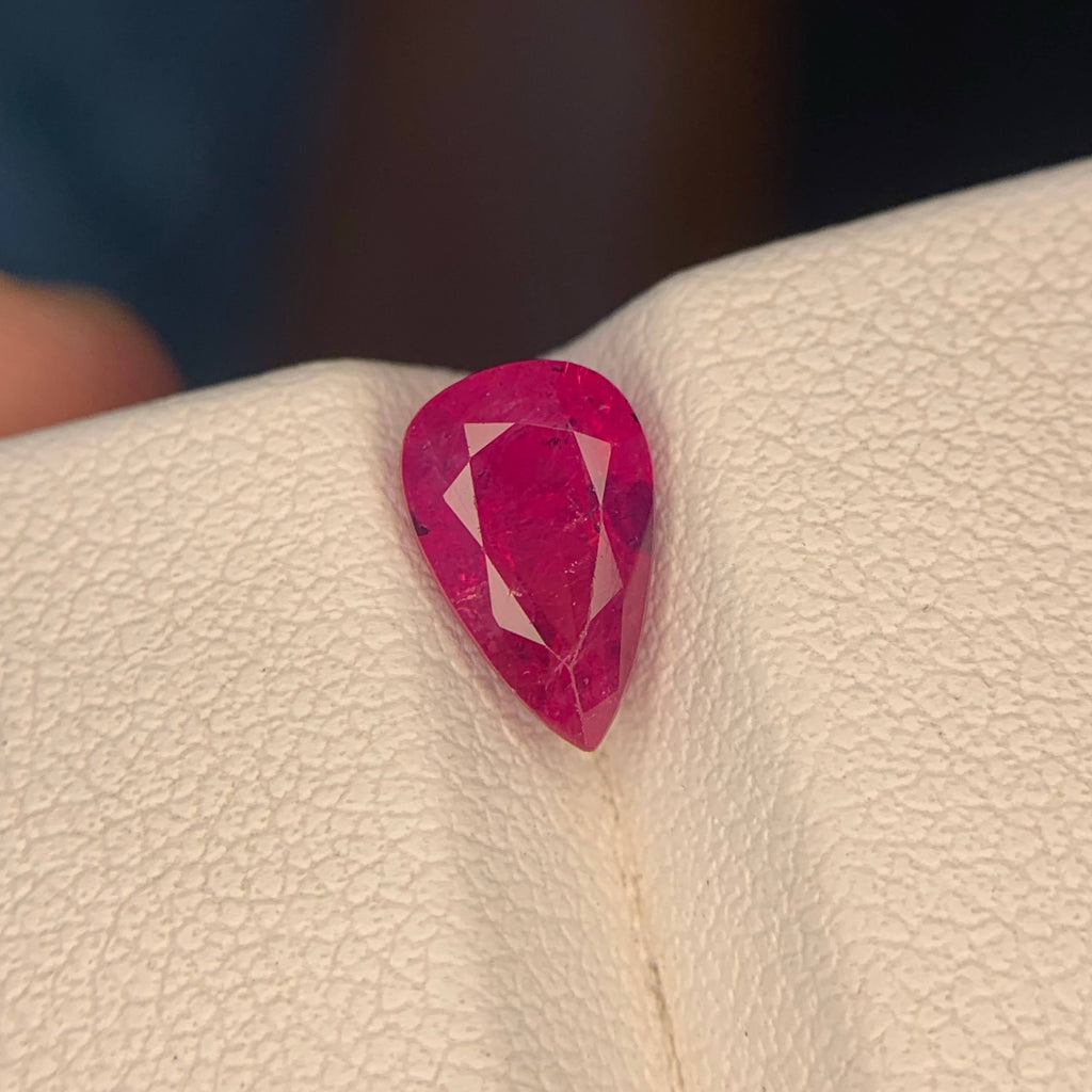 1.80 Carat Pinkish Red Pear Ruby