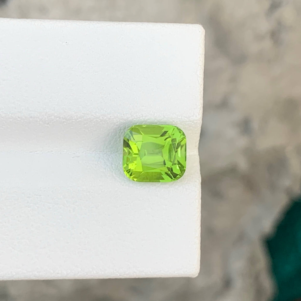 2.95 Ct Apple Green Peridot Cushion