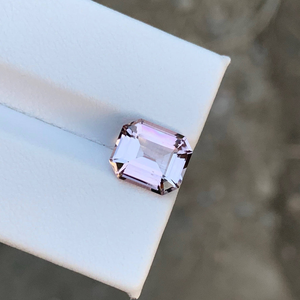 3.55 Carat Natural Loose Light Pink Color Tourmaline Emerald Cut Afghan Gemstone