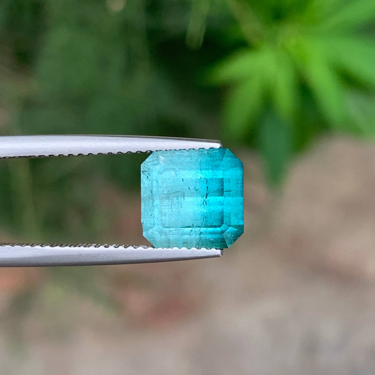 5.95 Carat Natural Loose Blue Hue Bicolor Tourmaline Emerald Cut Afghan Gemstone