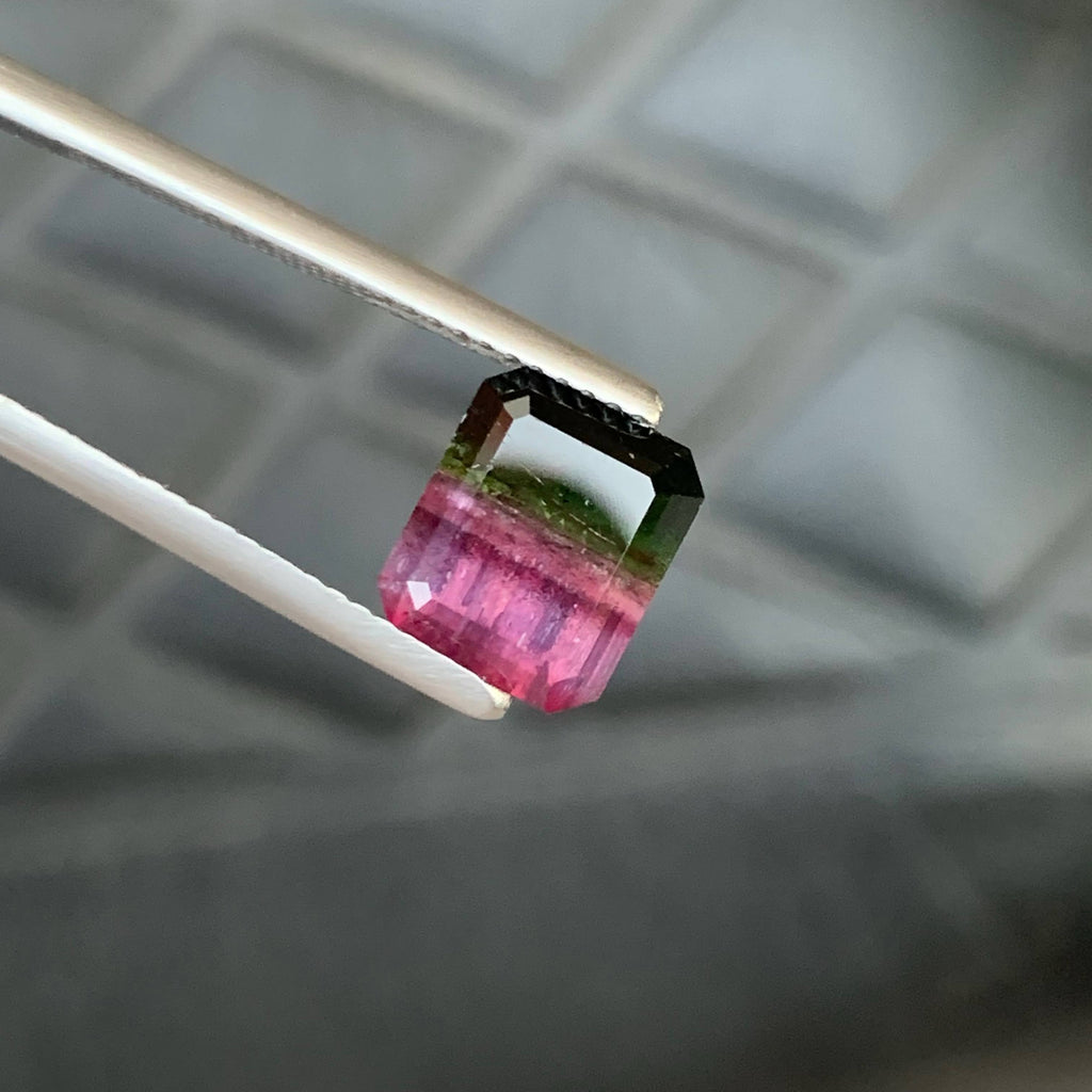 3.30 Carat Natural Loose Bicolor Tourmaline Emerald Cut Afghan Gemstone