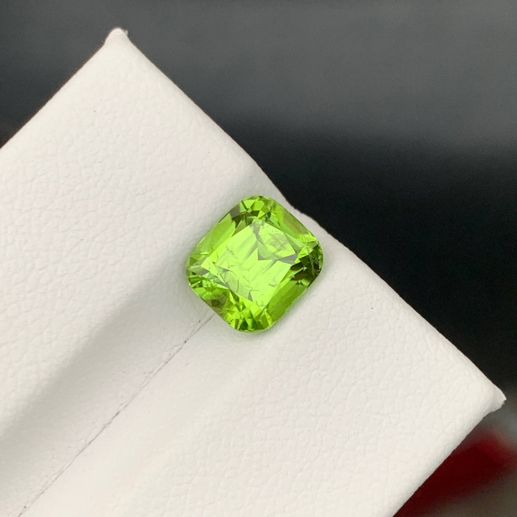 2.35 Carat Natural Loose Green Color Peridot Cushion Cut Pakistani Gemstone