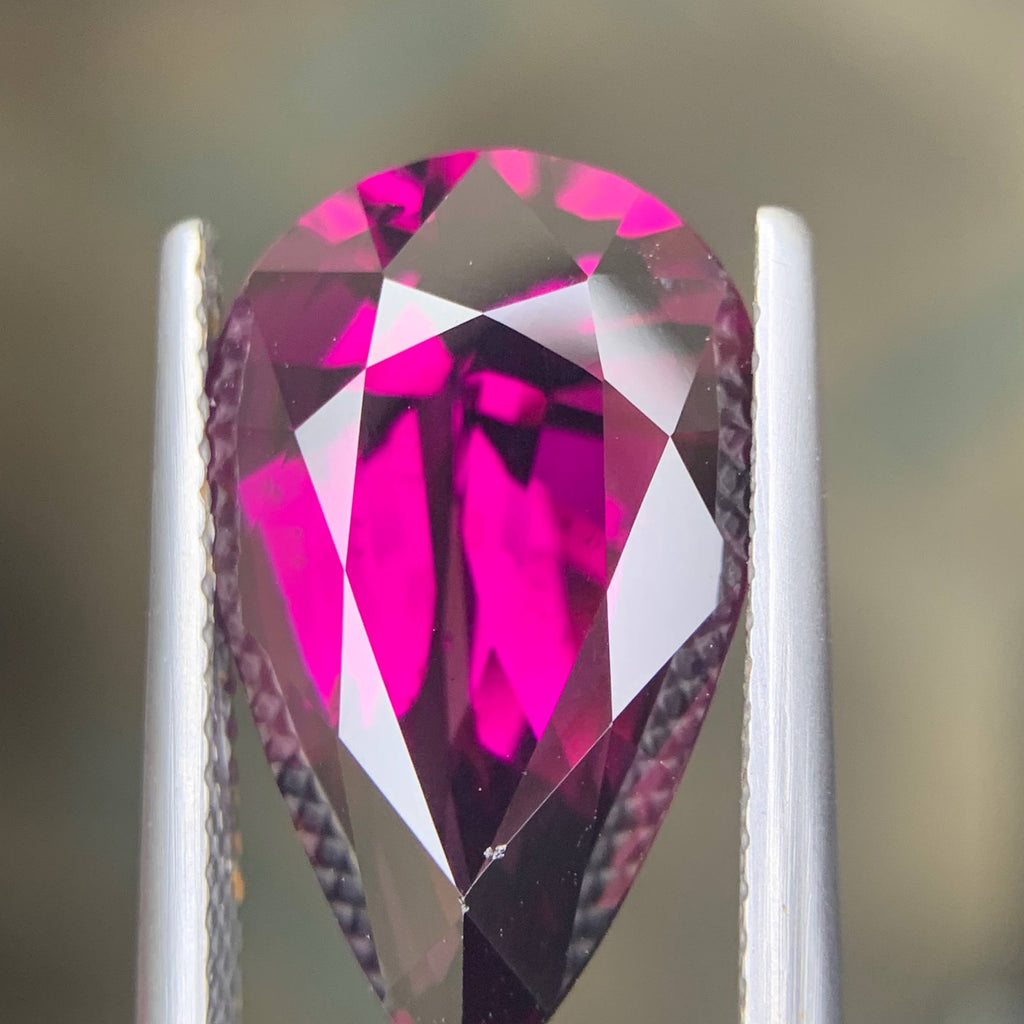 10.32 Carat AIG Certified Untreated Rhodolite Garnet Pear Cut From Tanzania