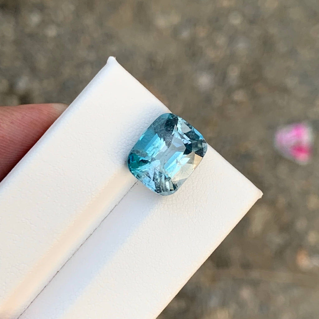 7.55 Carat Natural Loose Unique Color Tourmaline Cushion Cut Afghan Gemstone
