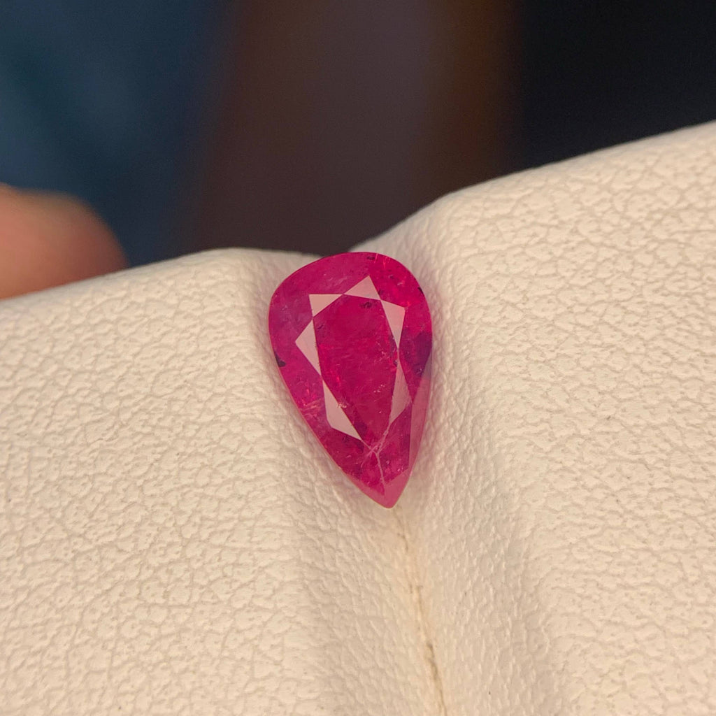 1.80 Carat Pinkish Red Pear Ruby