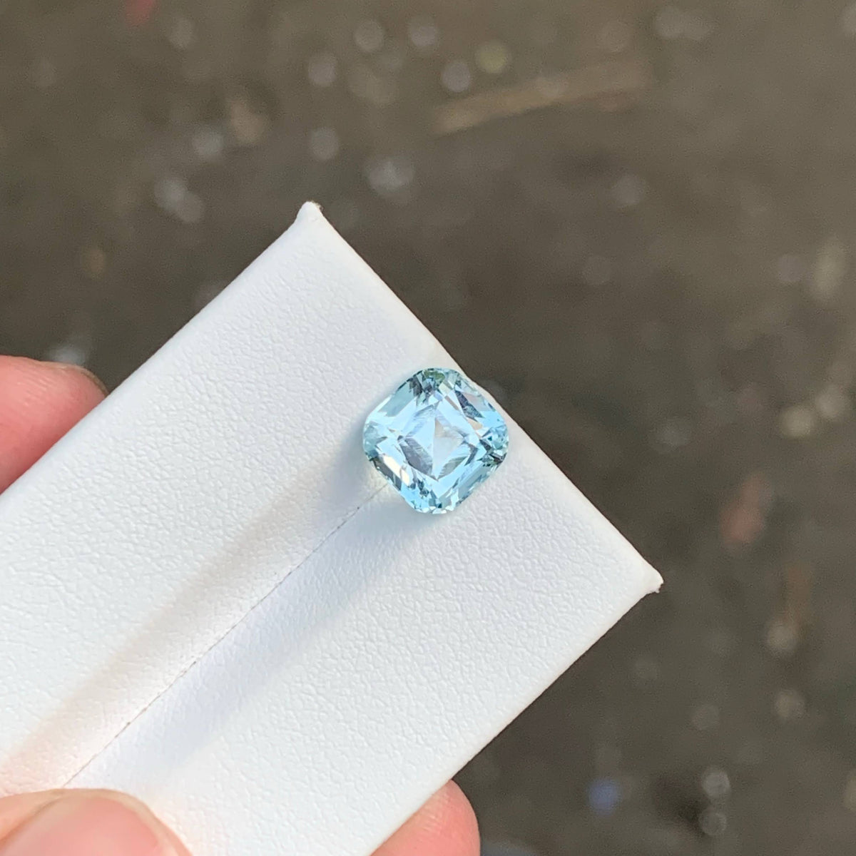 2.90 Carat Light Blue Aquamarine Cushion Cut Pakistan VVS Untreated