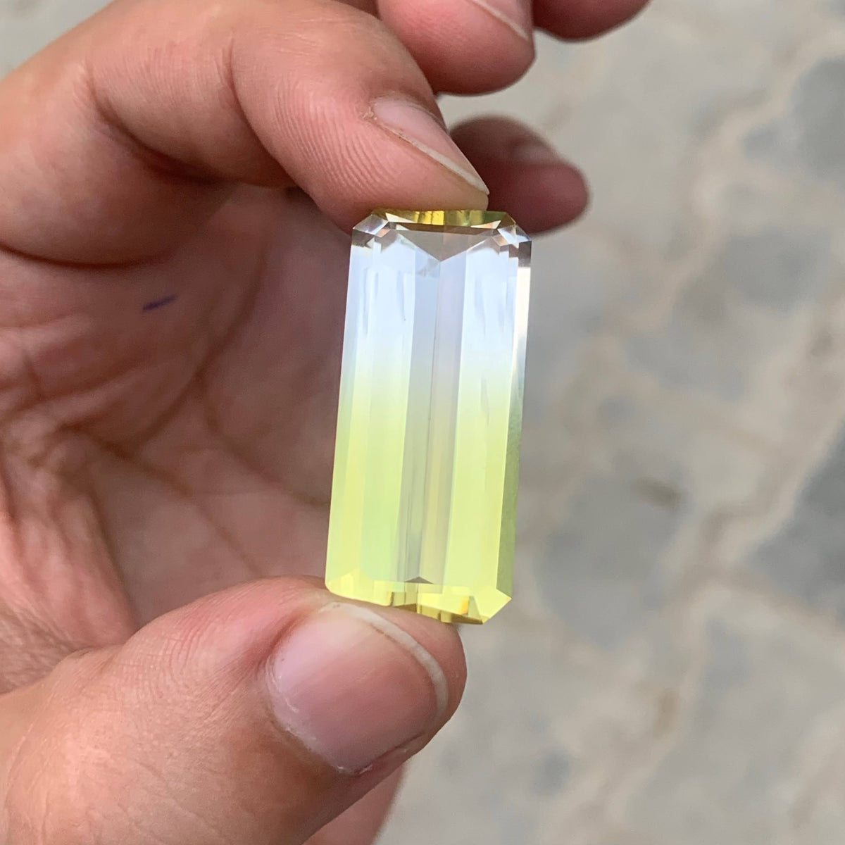 33.00 Carat Bicolor Citrine Emerald Cut Africa Loupe Clean Untreated