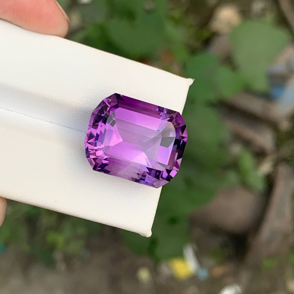 22.50 Carat Purple Amethyst Cushion Fancy Cut Brazilian Gemstone, Eye Clean, Untreated