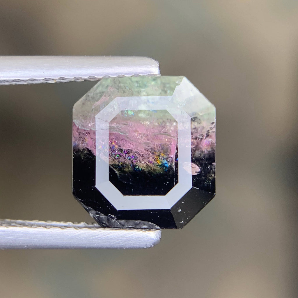 4.05 Carat Loose Tricolor Tourmaline Stone – Emerald Cut, Afghan Gemstone