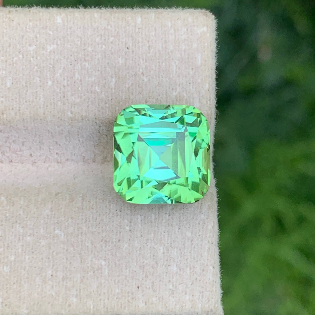 8.65 Carat Natural Loose Mint Green Tourmaline Cushion Cut Afghan Gemstone