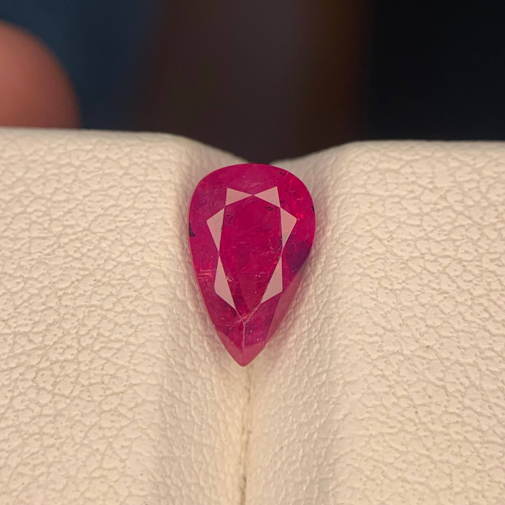 1.80 Carat Pinkish Red Pear Ruby