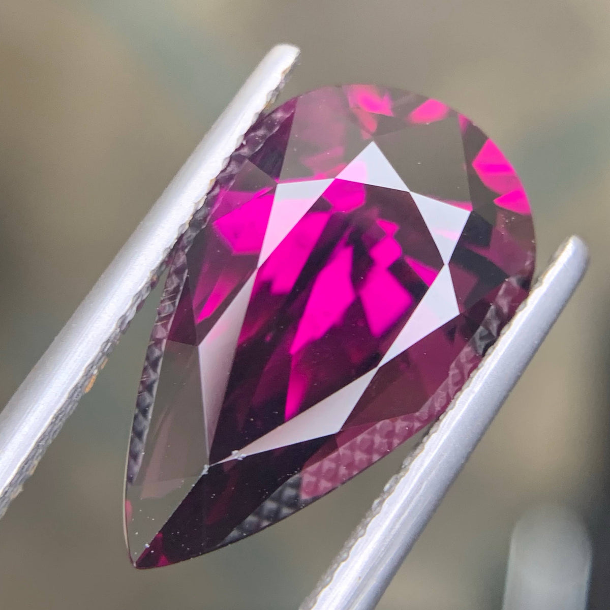 10.32 Carat AIG Certified Untreated Rhodolite Garnet Pear Cut From Tanzania