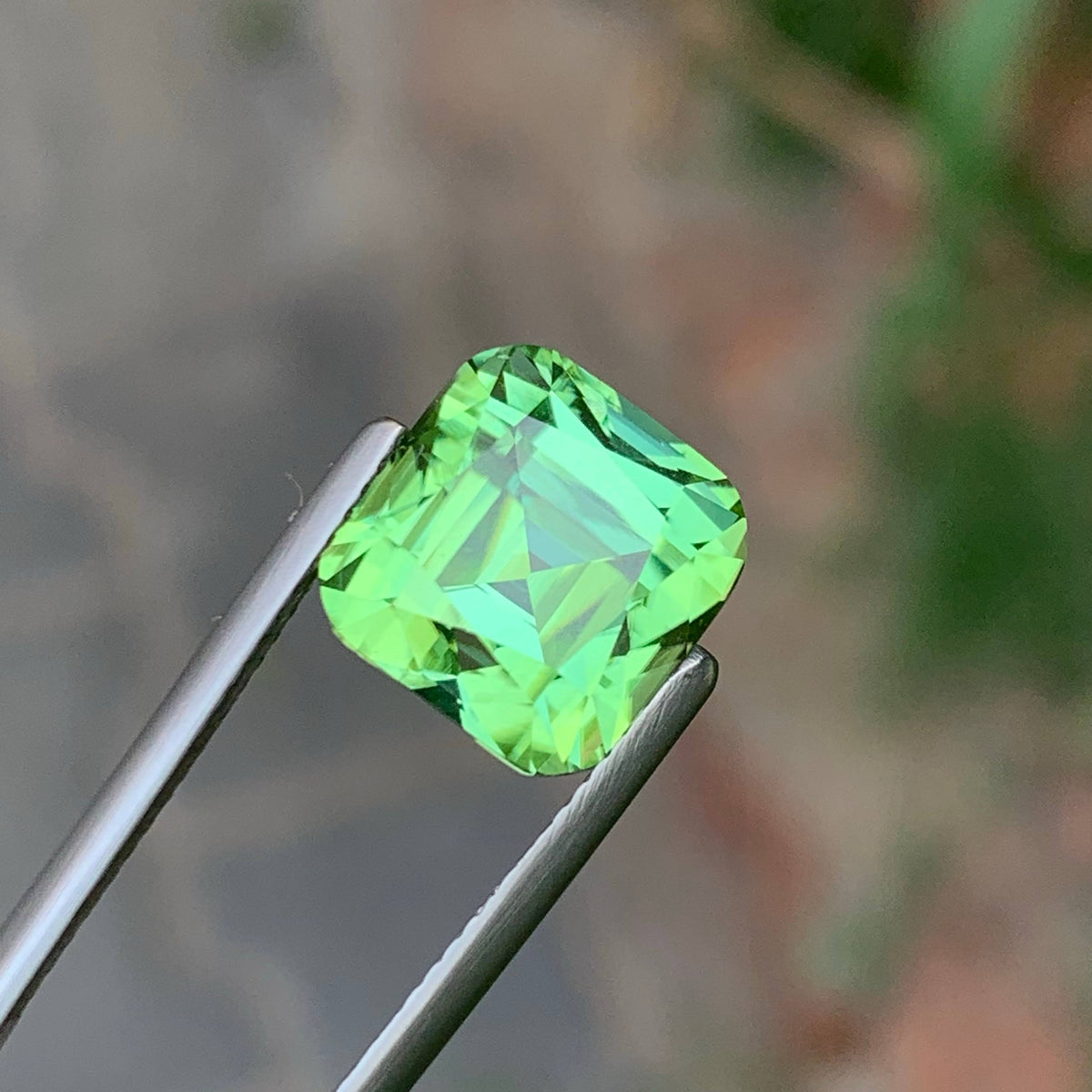 8.65 Carat Natural Loose Mint Green Tourmaline Cushion Cut Afghan Gemstone