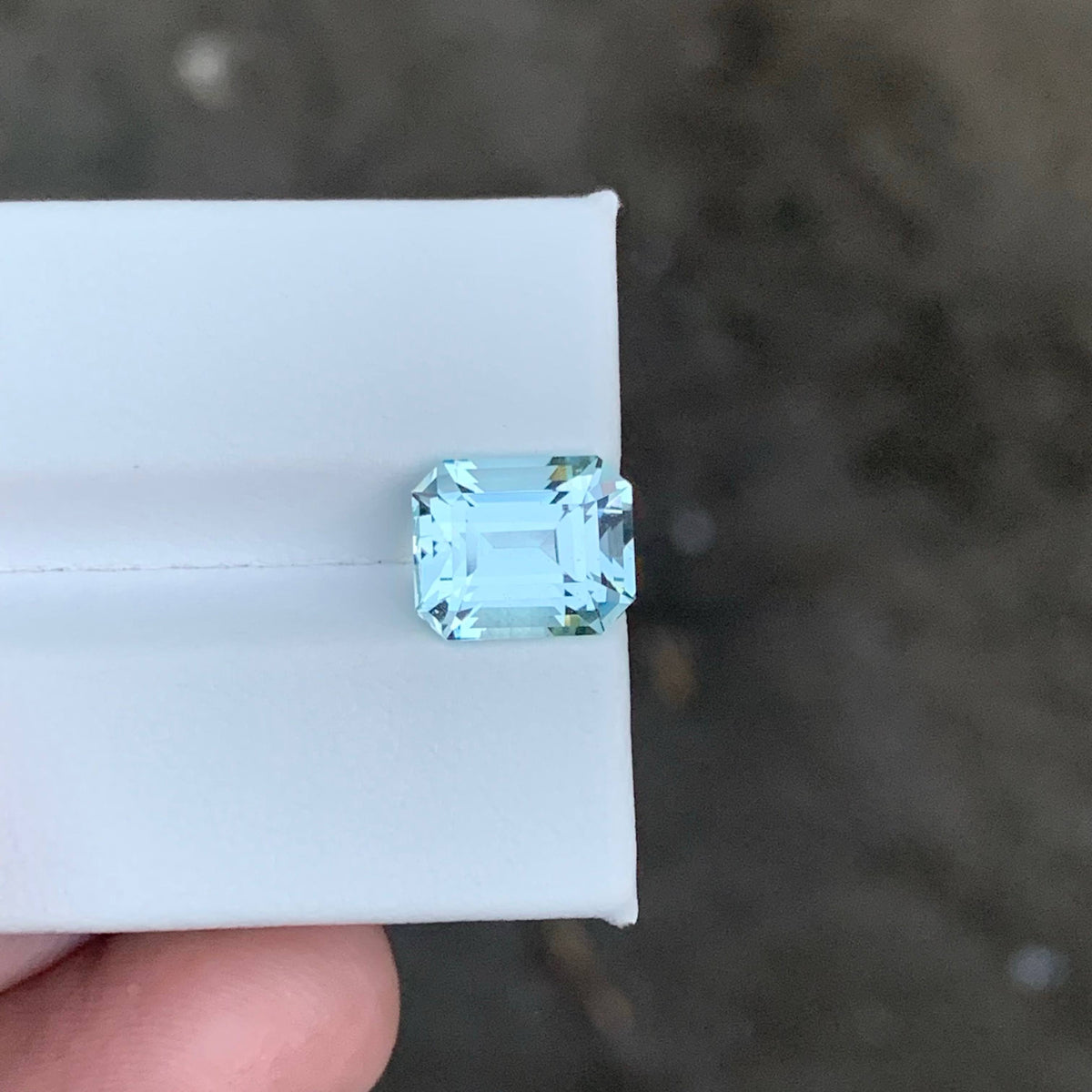 3.80 Carat Light Blue Aquamarine Emerald Cut Pakistan VVS Untreated