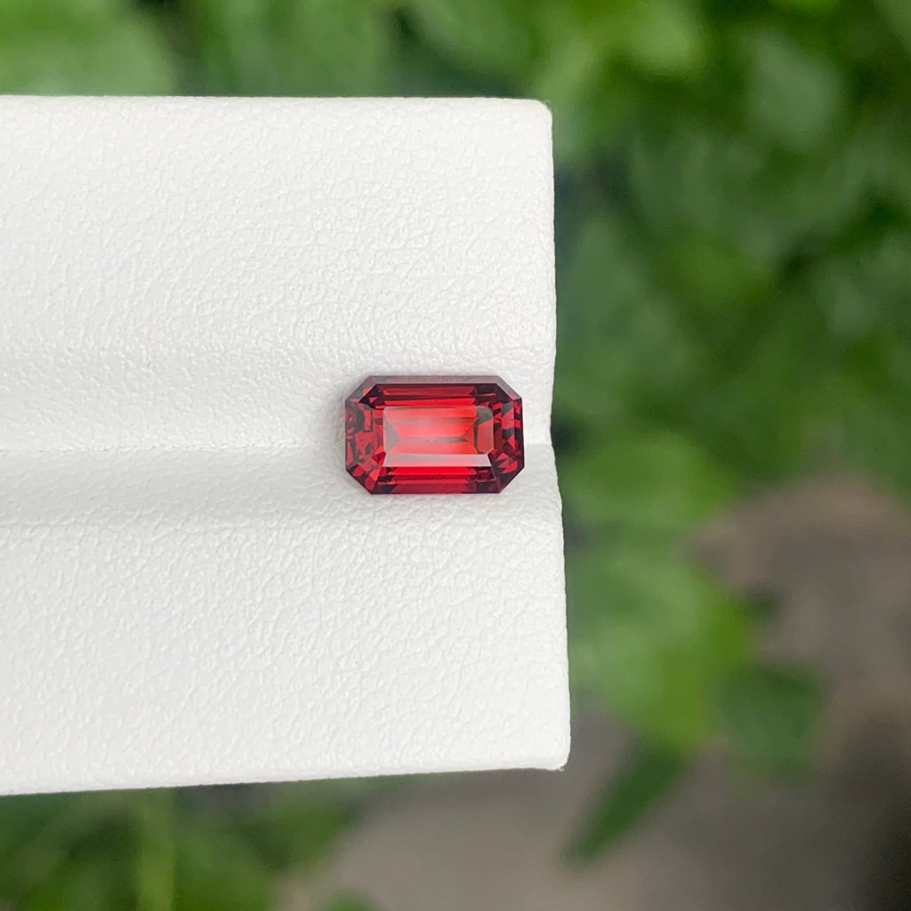 2.30 Carat Natural Loose Sweet Red Garnet Stone Emerald Cut Tanzanian Gemstone