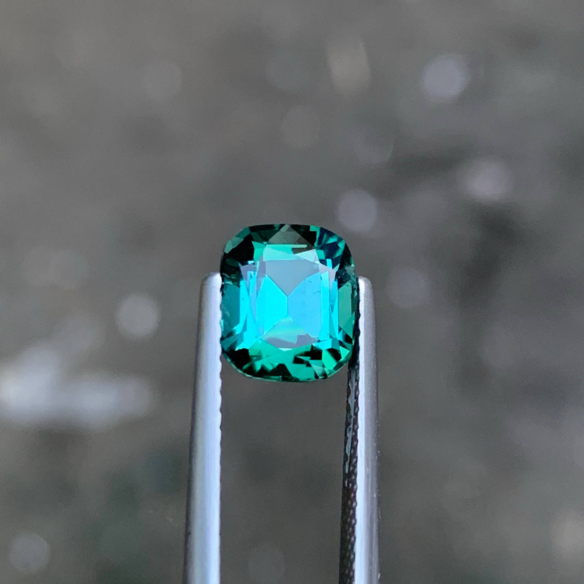 2.10 Carat Bluish Green Tourmaline Cushion Cut Afghan VVS Untreated