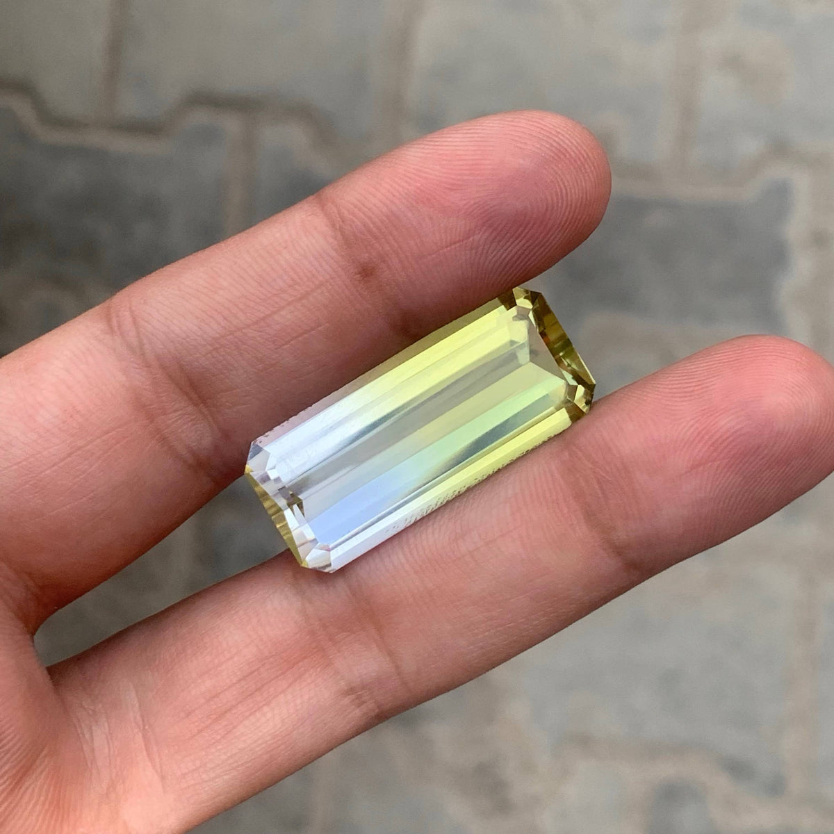 33.00 Carat Bicolor Citrine Emerald Cut Africa Loupe Clean Untreated