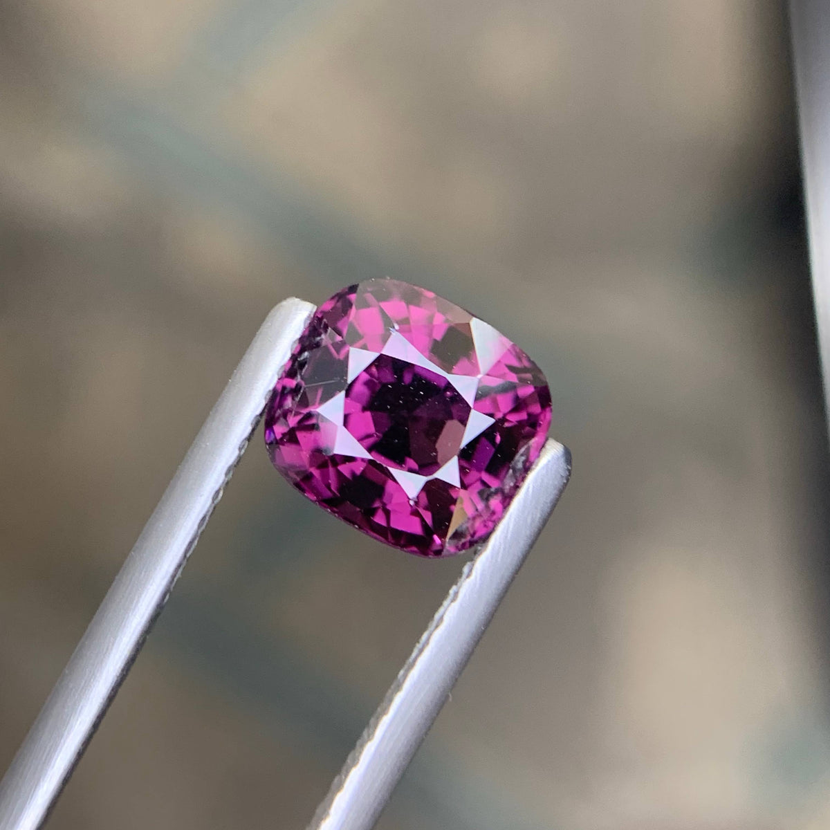 2.92 Carat Certified Purple Spinel Cushion Cut Tanzania Gemstone