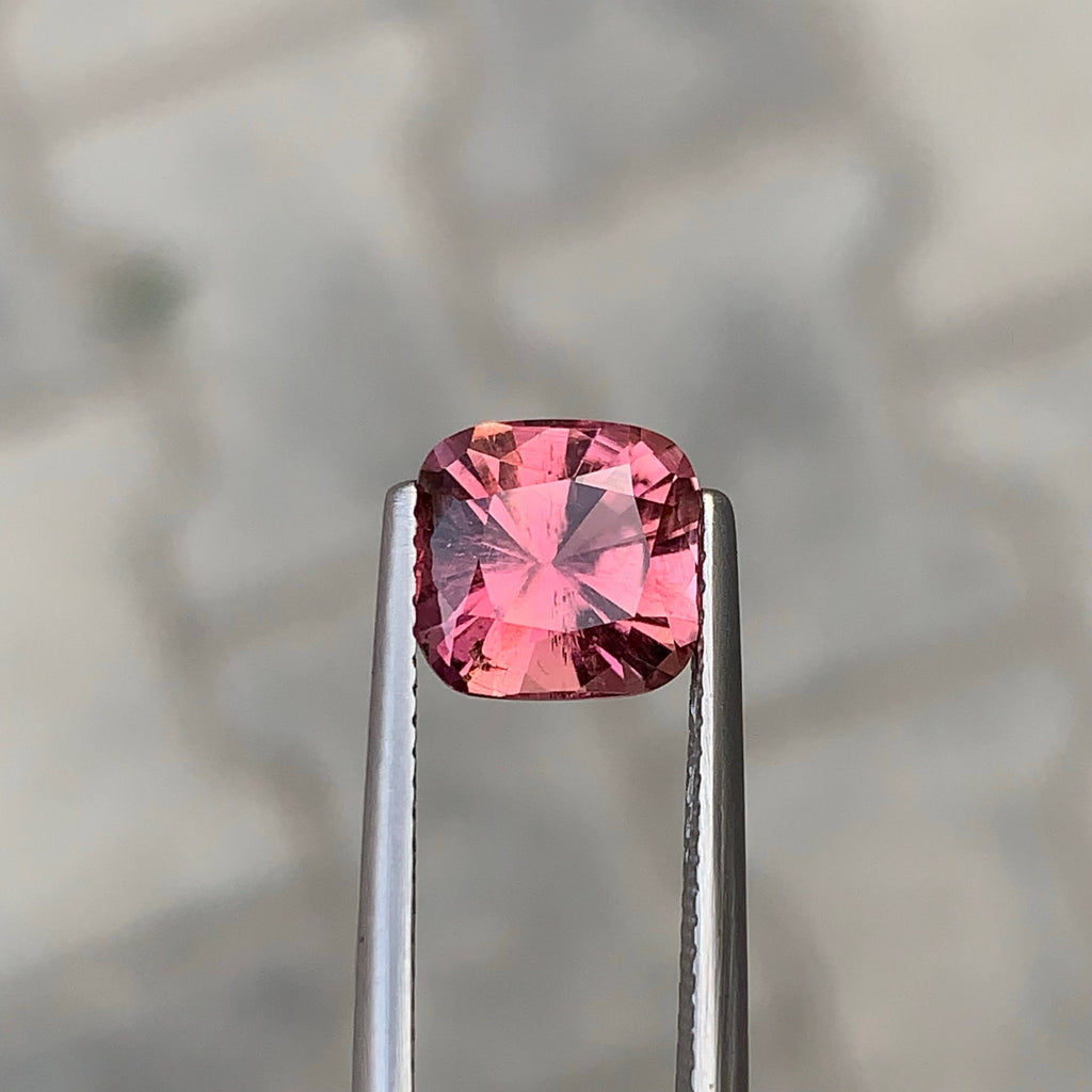 2.65 Carat Natural Loose Peach Pink Color Tourmaline Stone Cushion Cut Afghan VVS Untreated Gemstone