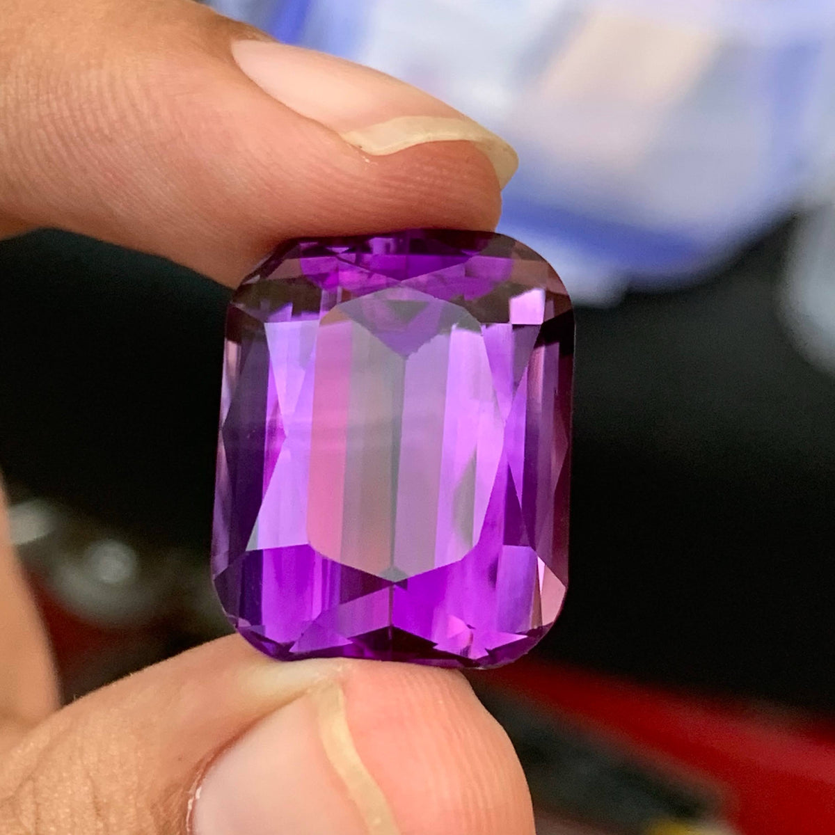 39.60 Carat Natural Loose Deep Purple Amethyst Cushion Cut Brazilian Gemstone