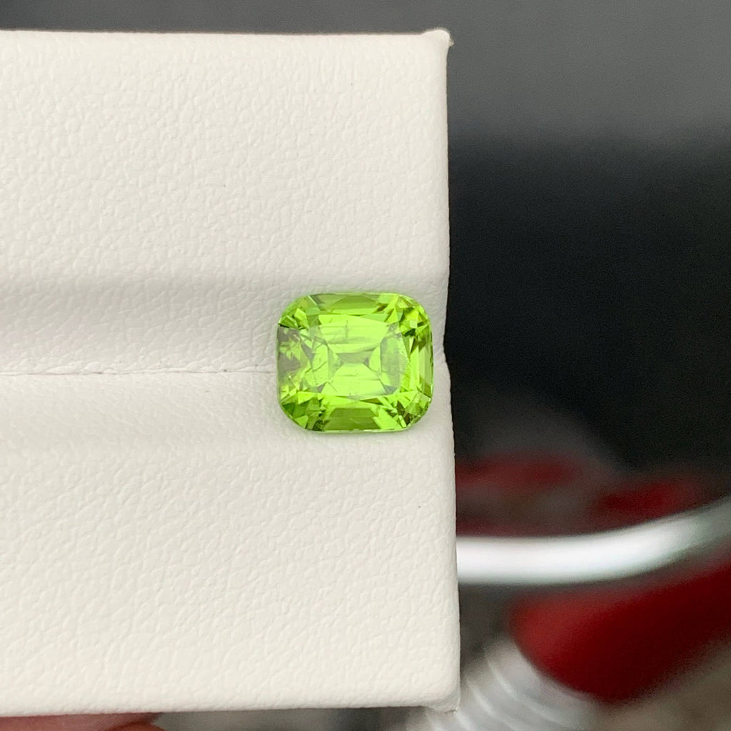 2.35 Carat Natural Loose Green Color Peridot Cushion Cut Pakistani Gemstone
