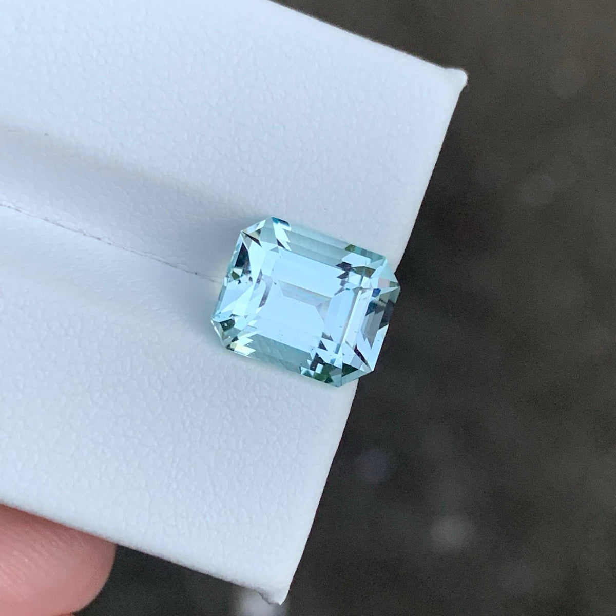 3.80 Carat Light Blue Aquamarine Emerald Cut Pakistan VVS Untreated