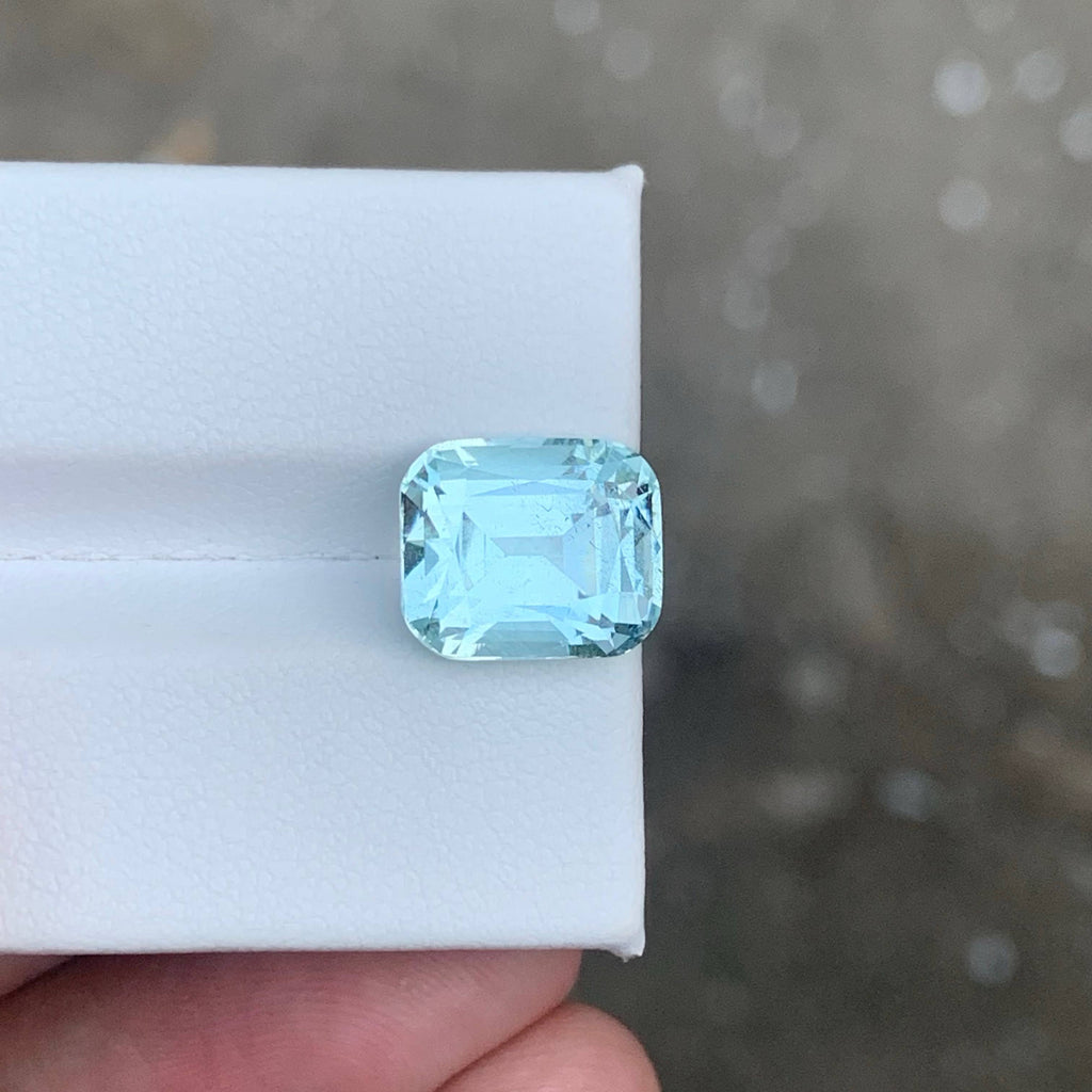 5.80 Carat Light Blue Aquamarine Cushion Cut Pakistan Gemstone