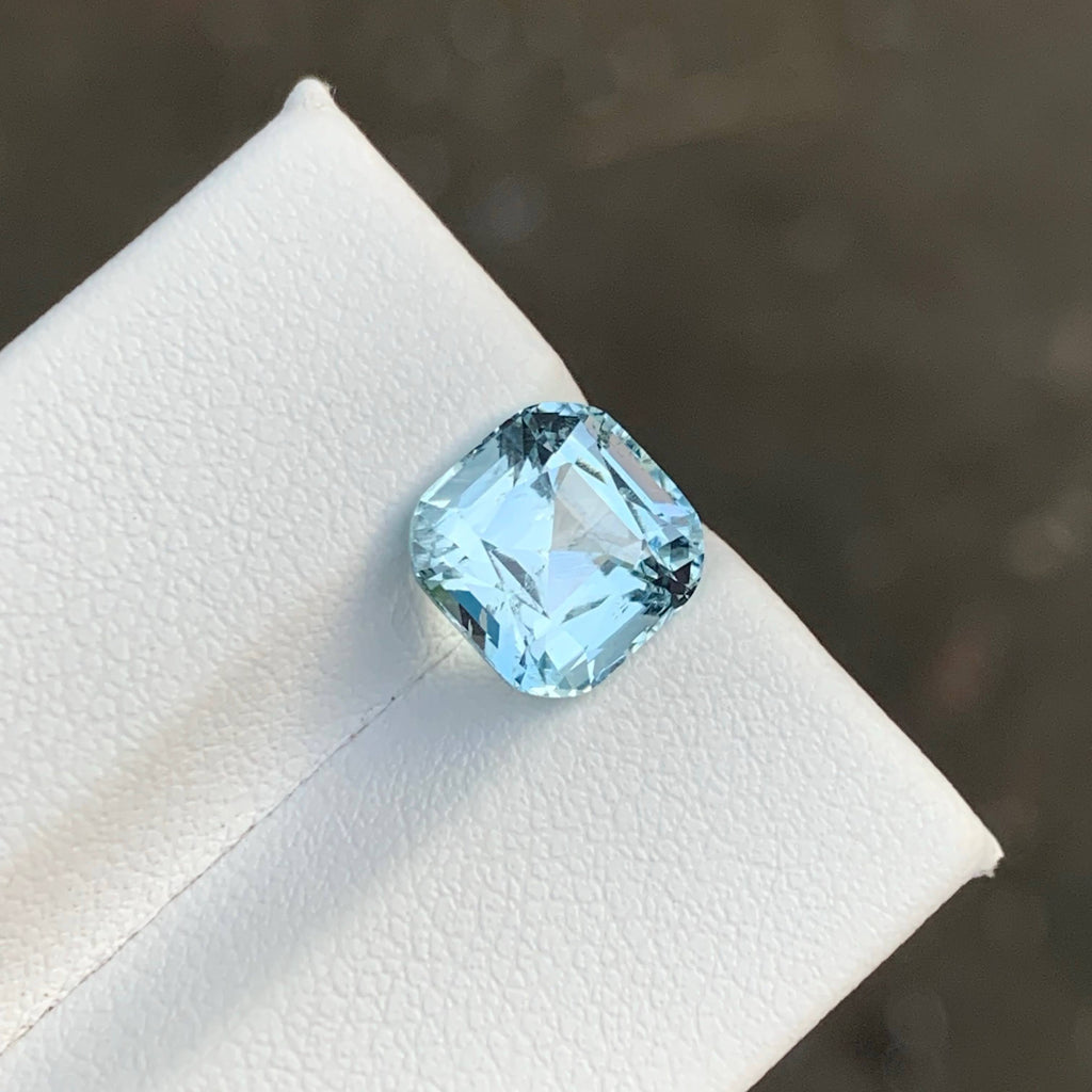2.90 Carat Light Blue Aquamarine Cushion Cut Pakistan VVS Untreated