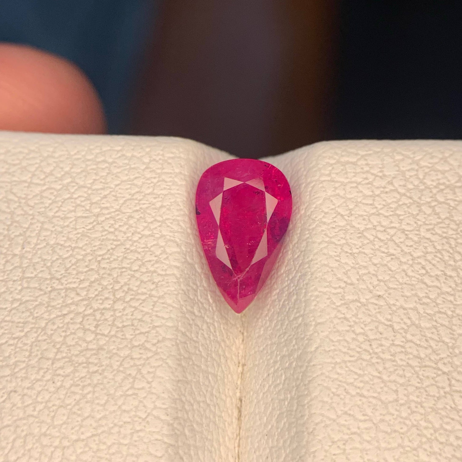 1.80 Carat Pinkish Red Pear Ruby