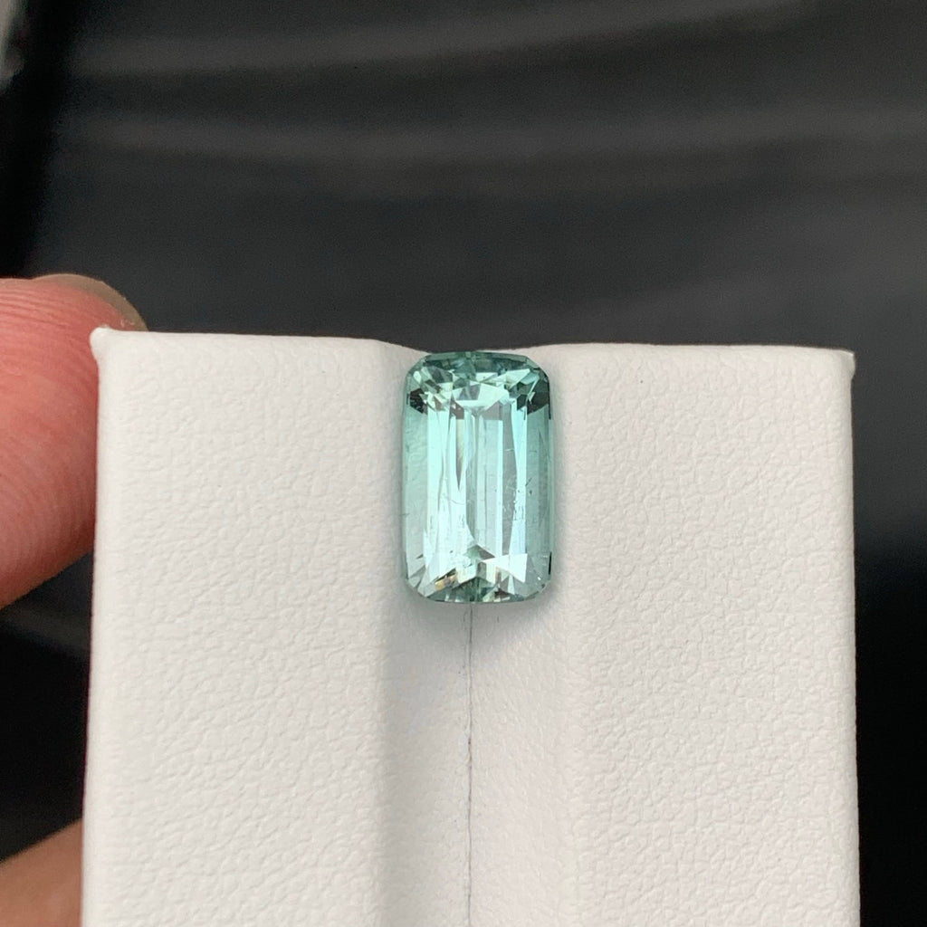 3.85 Carat Natural Loose Sea Foam Color Tourmaline Cushion Cut Afghan Gemstone