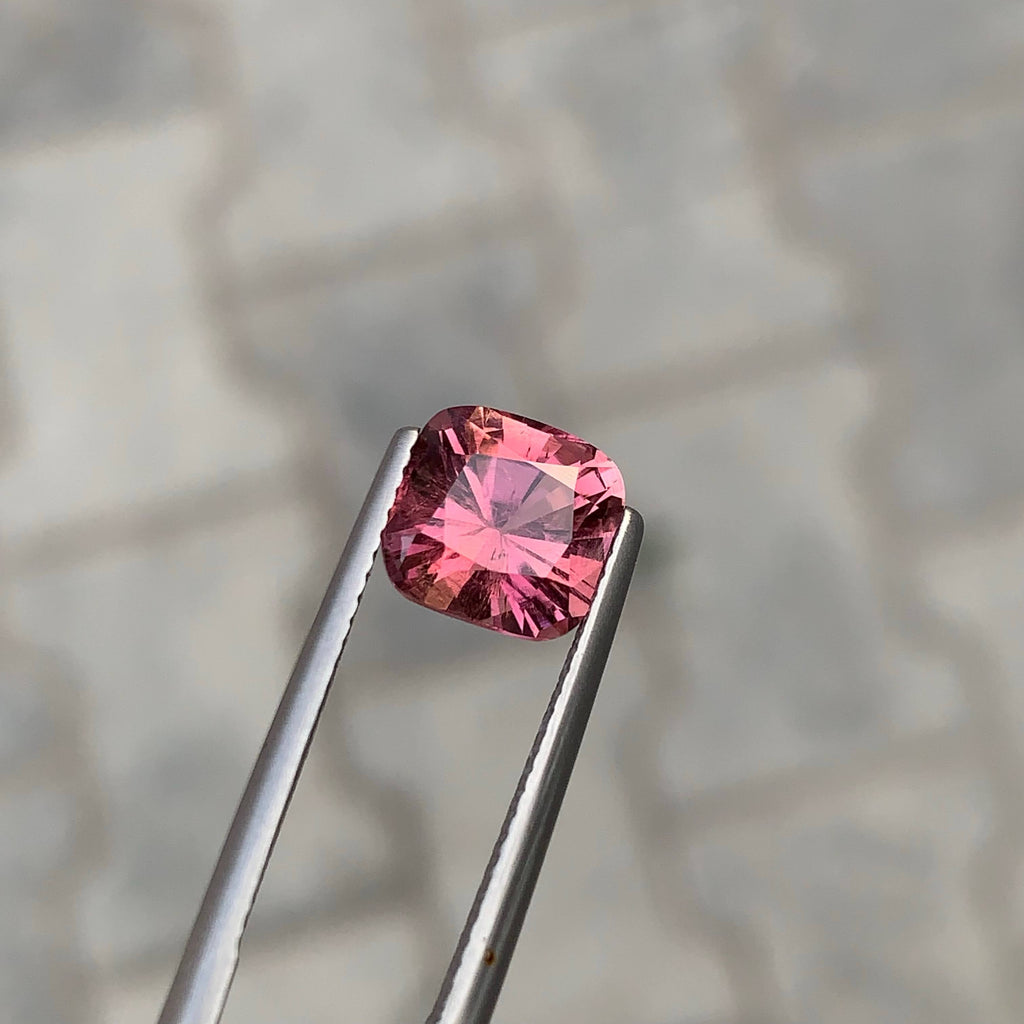 2.65 Carat Natural Loose Peach Pink Color Tourmaline Stone Cushion Cut Afghan VVS Untreated Gemstone
