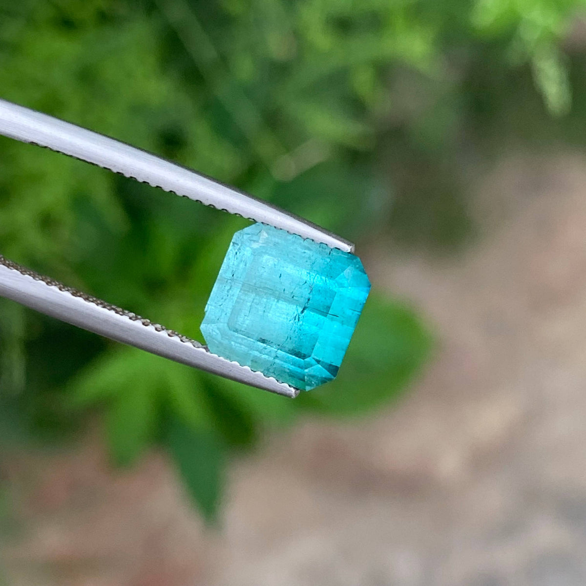 5.95 Carat Natural Loose Blue Hue Bicolor Tourmaline Emerald Cut Afghan Gemstone