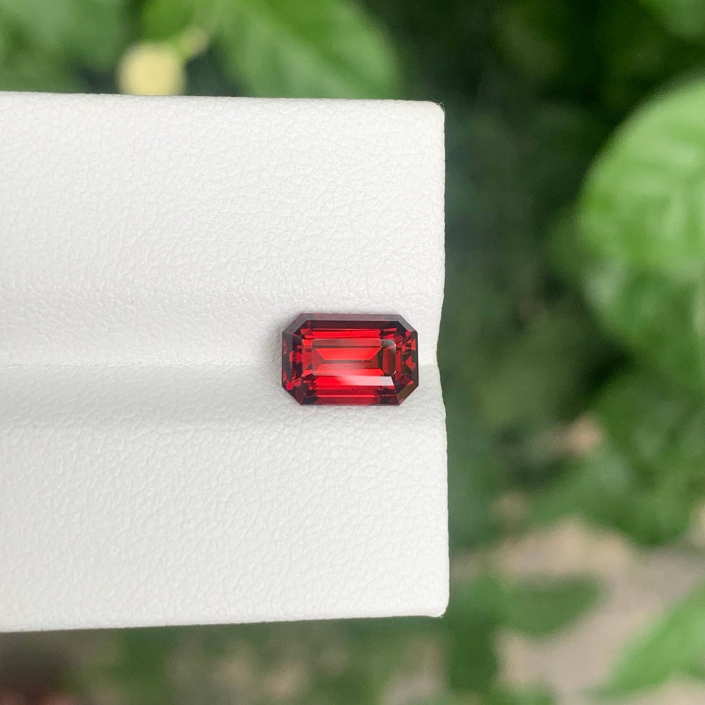 2.30 Carat Natural Loose Sweet Red Garnet Stone Emerald Cut Tanzanian Gemstone