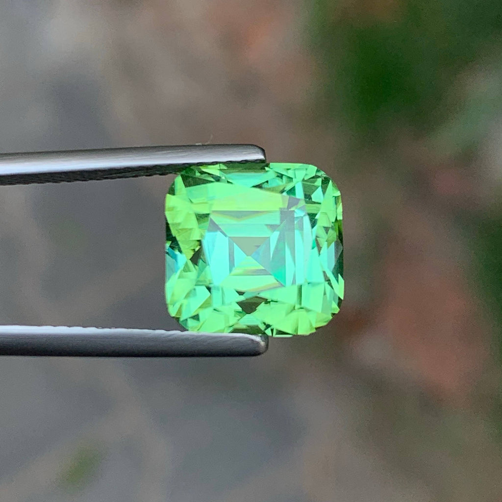 8.65 Carat Natural Loose Mint Green Tourmaline Cushion Cut Afghan Gemstone