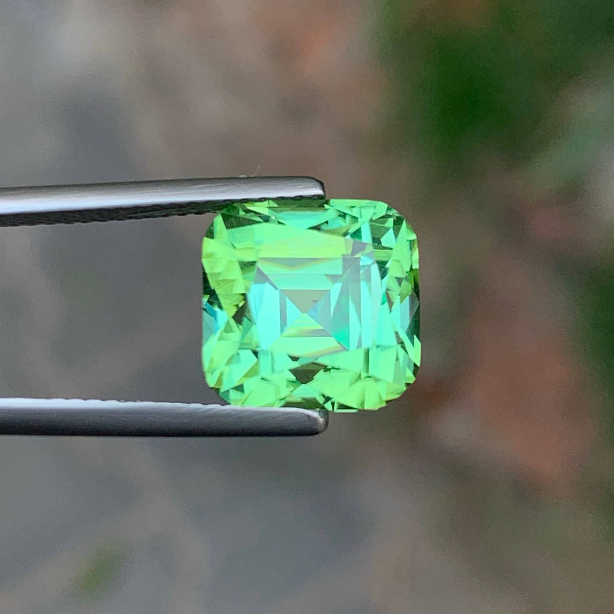 8.65 Carat Natural Loose Mint Green Tourmaline Cushion Cut Afghan Gemstone