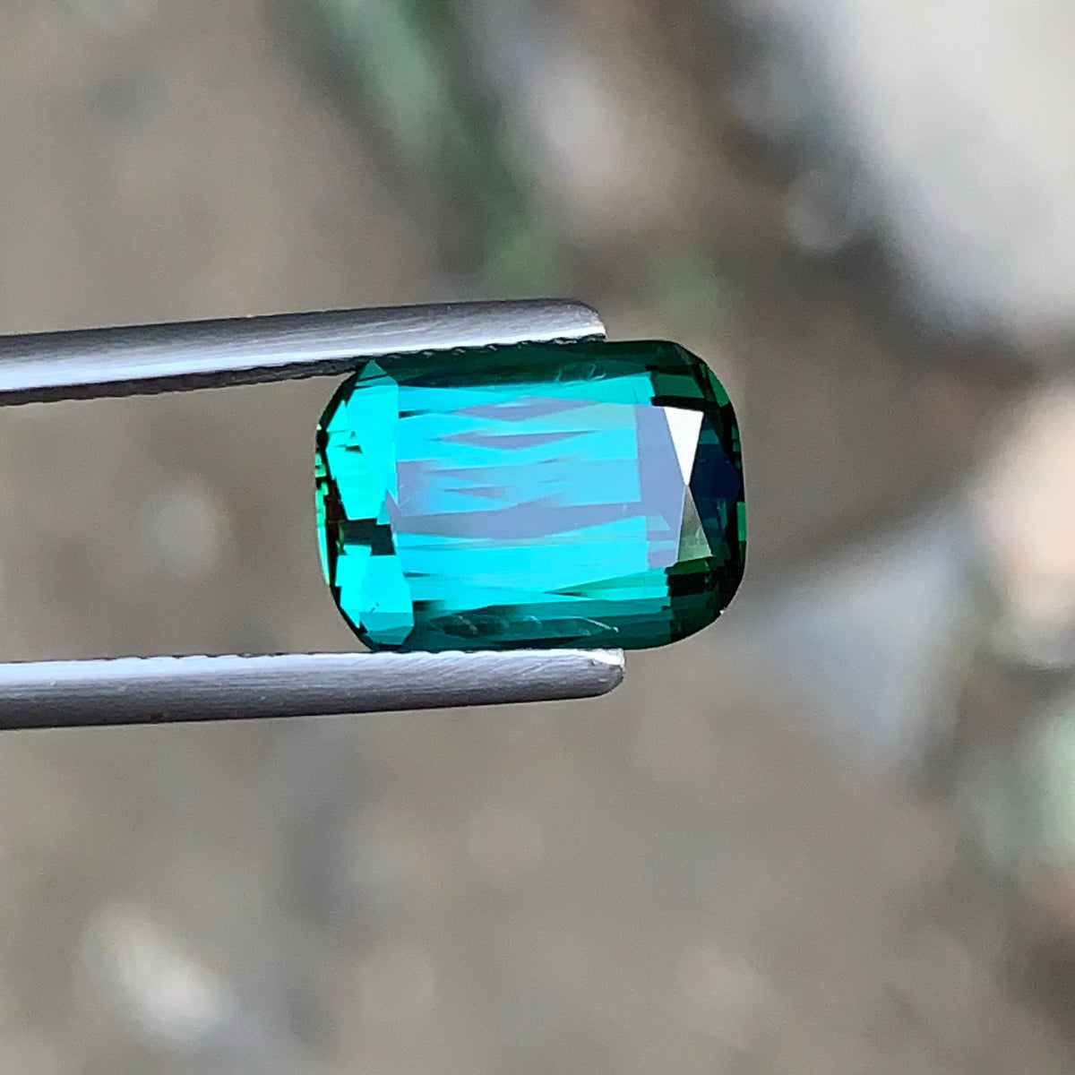 4.10 Carat Natural Loose Bluish Green Tourmaline Cushion Cut Afghan Gemstone